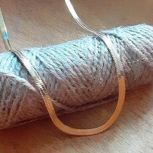 Gold Plated Stainless Steel Herringbone Chain Necklace 16" Unisex